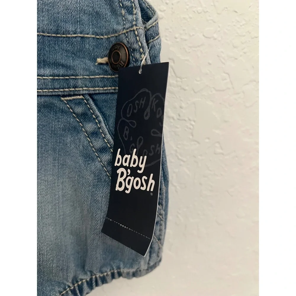 OshKosh Bgosh Baby Blue Denim Shortalls Overalls 3M New NWT OKT124077-SSI